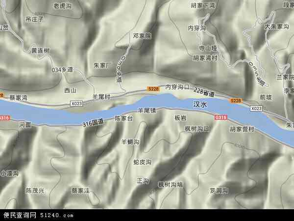 羊尾镇地形图 - 羊尾镇地形图高清版 - 2025年羊尾镇地形图