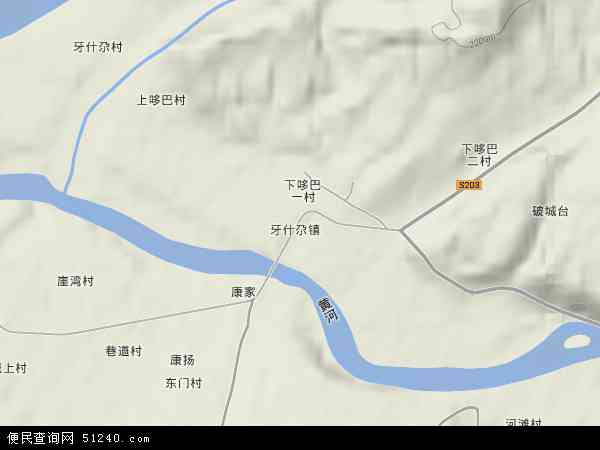 牙什尕镇地形图 - 牙什尕镇地形图高清版 - 2026年牙什尕镇地形图