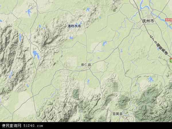 崇仁县地形图 - 崇仁县地形图高清版 - 2024年崇仁县地形图