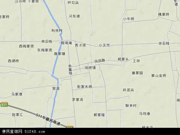 凤桥镇地形地图