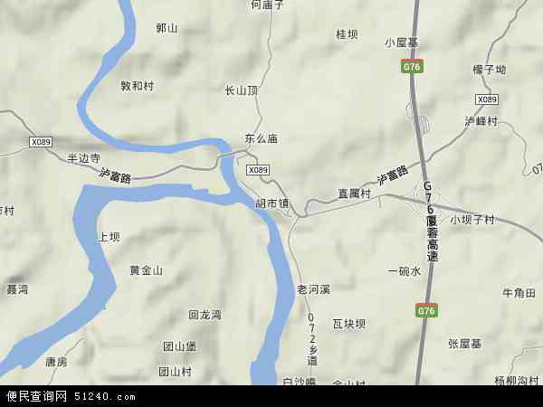 胡市镇地形地图