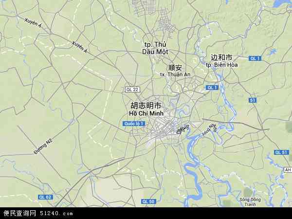 胡志明市地形图 - 胡志明市地形图高清版 - 2024年胡志明市地形图