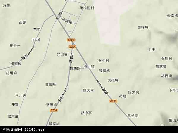 梅川镇地形图 - 梅川镇地形图高清版 - 2024年梅川镇地形图
