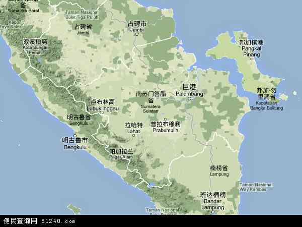 南苏门答腊地形图 