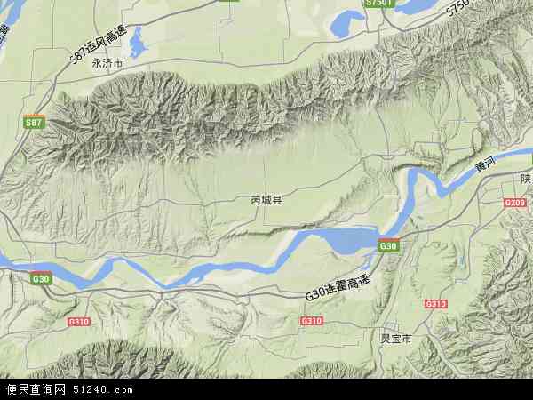 芮城县地形图 - 芮城县地形图高清版 - 2024年芮城县地形图