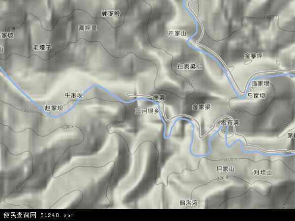 三河坝乡地形图 - 三河坝乡地形图高清版 - 2024年三河坝乡地形图