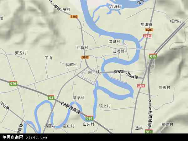 尚干镇地形图 - 尚干镇地形图高清版 - 2024年尚干镇地形图