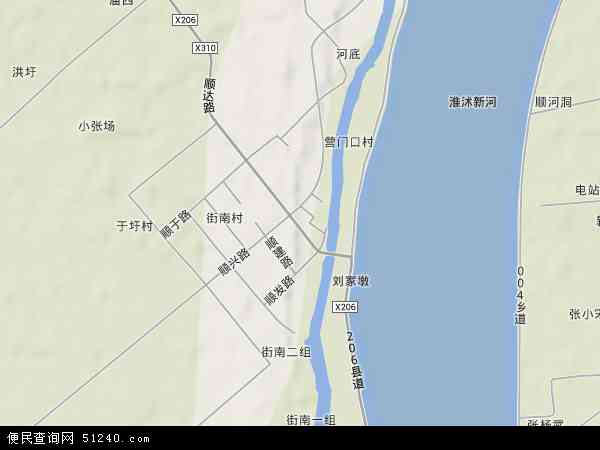 西順河鎮地形地圖