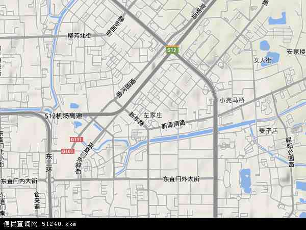 中国北京市朝阳区左家庄地图（卫星地图）