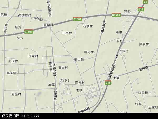姜山镇地形图 - 姜山镇地形图高清版 - 2024年姜山镇地形图