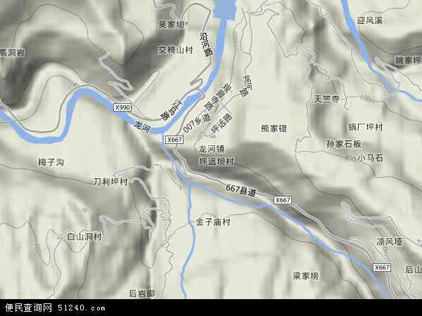 龙河镇地形图 - 龙河镇地形图高清版 - 2024年龙河镇地形图