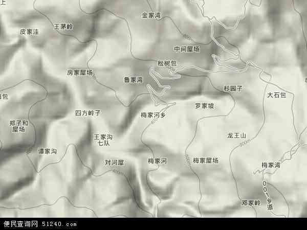 梅家河乡地形图 - 梅家河乡地形图高清版 - 2024年梅家河乡地形图