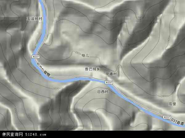普巴绒乡地形图 - 普巴绒乡地形图高清版 - 2024年普巴绒乡地形图
