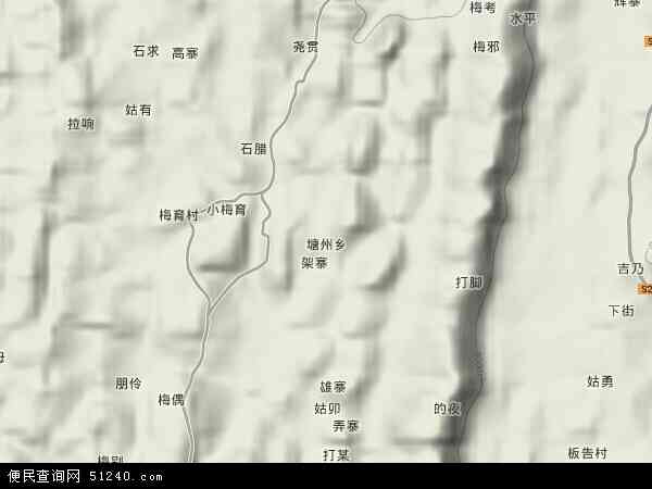 塘州乡地形图 - 塘州乡地形图高清版 - 2024年塘州乡地形图