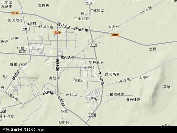 玉亭镇地形图 - 玉亭镇地形图高清版 - 2024年玉亭镇地形图