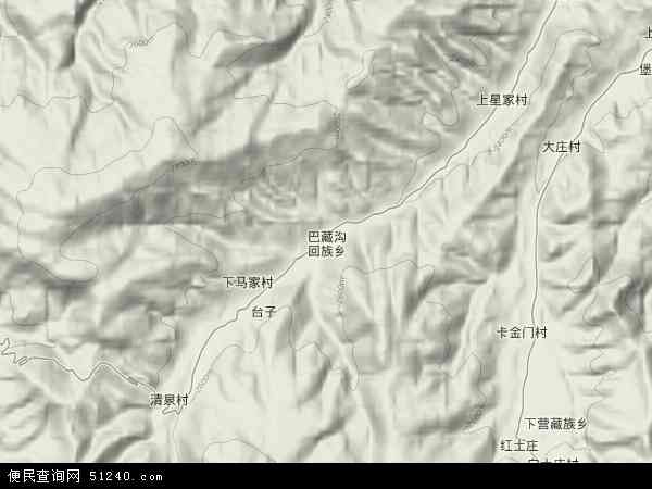 巴藏沟乡地形图 - 巴藏沟乡地形图高清版 - 2024年巴藏沟乡地形图