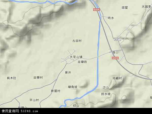 大平山镇地形图 - 大平山镇地形图高清版 - 2024年大平山镇地形图