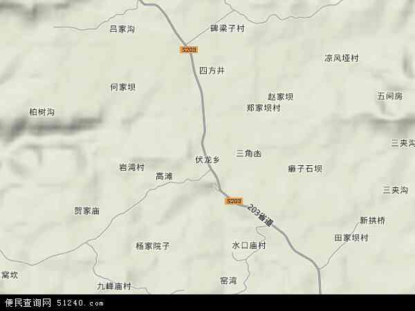 伏龙乡地形图 - 伏龙乡地形图高清版 - 2024年伏龙乡地形图