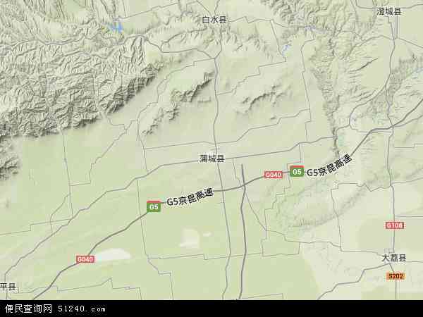 蒲城县地形图 - 蒲城县地形图高清版 - 2024年蒲城县地形图
