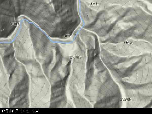 普沙绒乡地形图 - 普沙绒乡地形图高清版 - 2024年普沙绒乡地形图