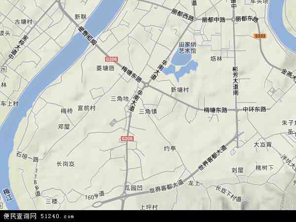 中国 广东省 梅州市 梅江区 三角镇本站收录有:2021三角镇卫星地图