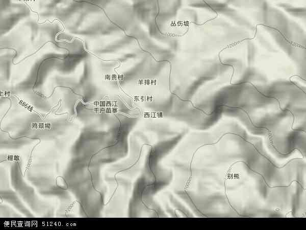 西江镇地形图 - 西江镇地形图高清版 - 2024年西江镇地形图