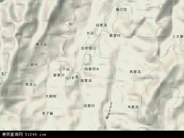 杨家坝乡地形图 - 杨家坝乡地形图高清版 - 2024年杨家坝乡地形图