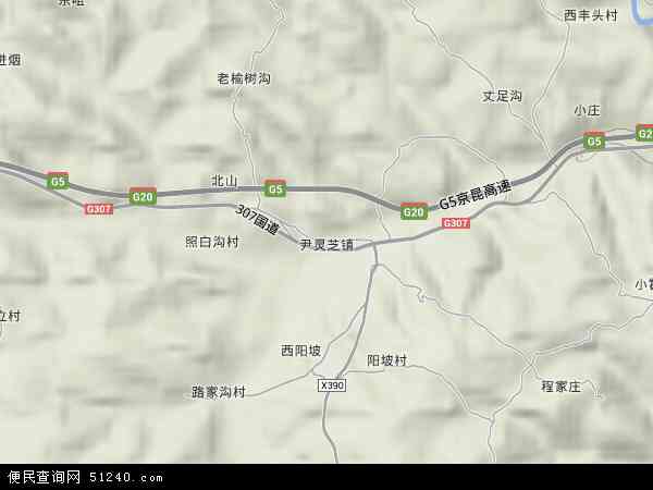 尹灵芝镇地形图 - 尹灵芝镇地形图高清版 - 2024年尹灵芝镇地形图