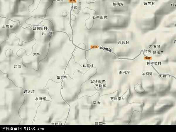 珠藏镇地形图 - 珠藏镇地形图高清版 - 2024年珠藏镇地形图