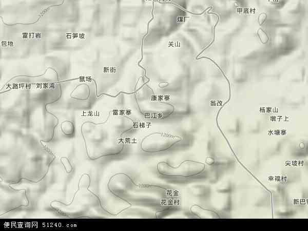 巴江乡地形图 - 巴江乡地形图高清版 - 2024年巴江乡地形图