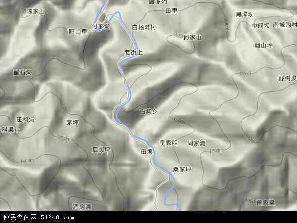 白杨乡地形图 - 白杨乡地形图高清版 - 2024年白杨乡地形图