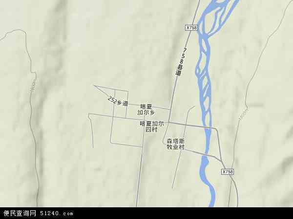 喀夏加尔乡地形图 - 喀夏加尔乡地形图高清版 - 2024年喀夏加尔乡地形图