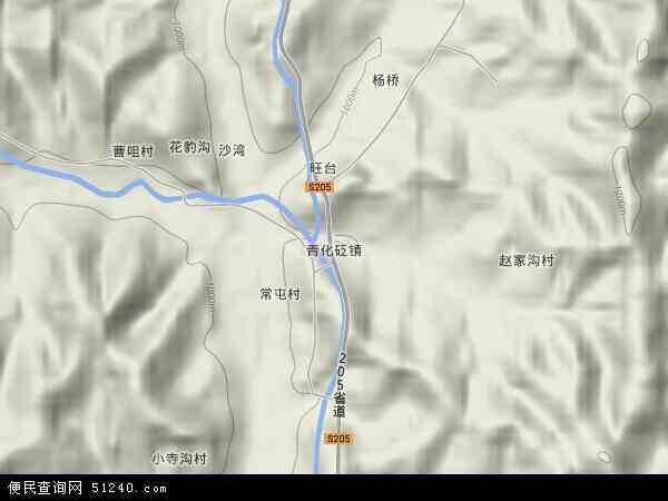 青化砭镇地形地图