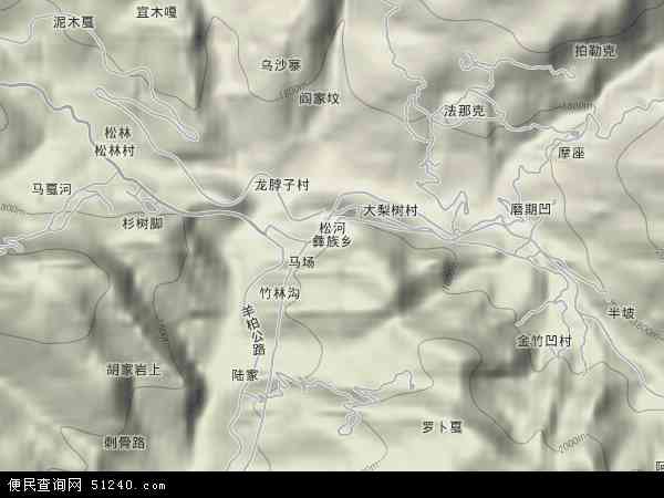 松河彝族乡地形图 - 松河彝族乡地形图高清版 - 2024年松河彝族乡地形图