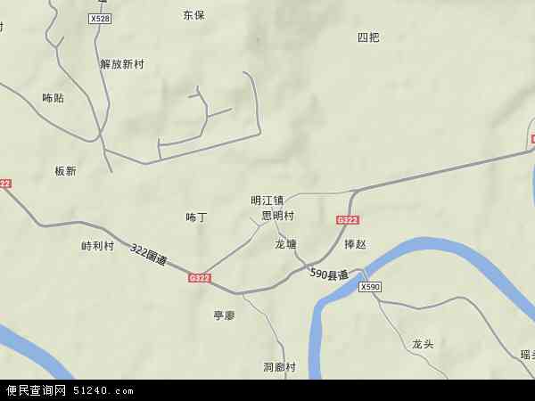 明江镇地形图 - 明江镇地形图高清版 - 2024年明江镇地形图