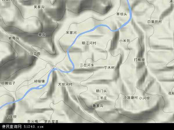 三岔河乡地形图 - 三岔河乡地形图高清版 - 2024年三岔河乡地形图