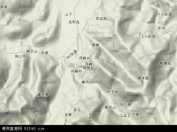 月峰瑶族乡地形图 - 月峰瑶族乡地形图高清版 - 2024年月峰瑶族乡地形图