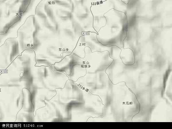 东山瑶族乡地形图 - 东山瑶族乡地形图高清版 - 2024年东山瑶族乡地形图