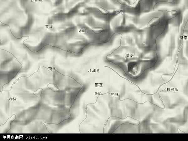 江洲瑶族乡地形图 - 江洲瑶族乡地形图高清版 - 2024年江洲瑶族乡地形图