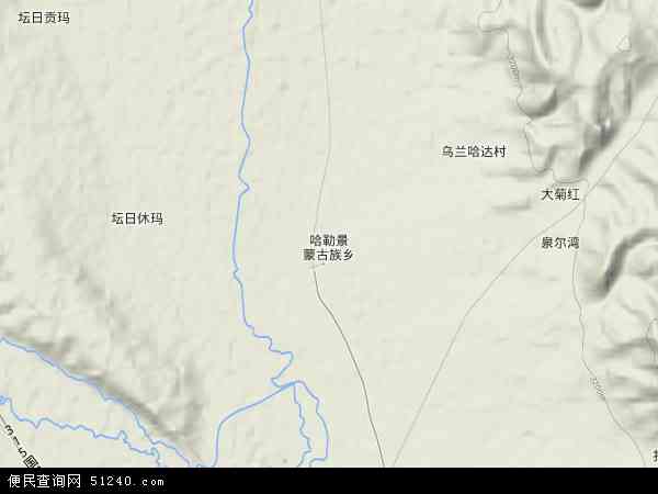 哈勒景蒙古族乡地形图 - 哈勒景蒙古族乡地形图高清版 - 2024年哈勒景蒙古族乡地形图