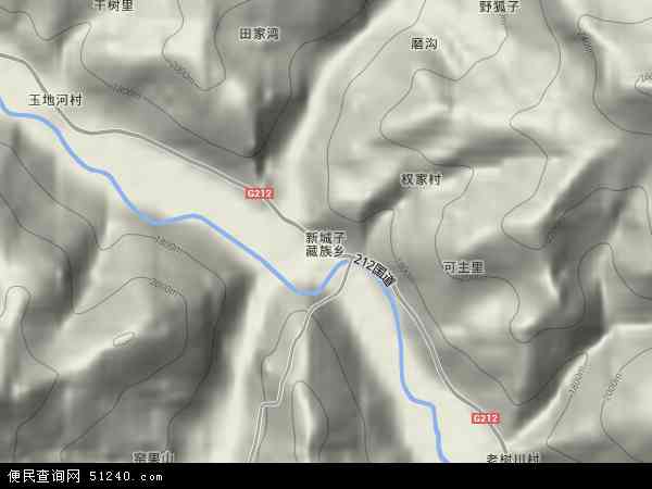 新城子藏族乡地形图 - 新城子藏族乡地形图高清版 - 2024年新城子藏族乡地形图