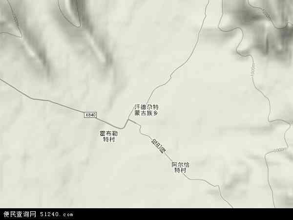 汗德尕特蒙古族乡地形图 - 汗德尕特蒙古族乡地形图高清版 - 2024年汗德尕特蒙古族乡地形图
