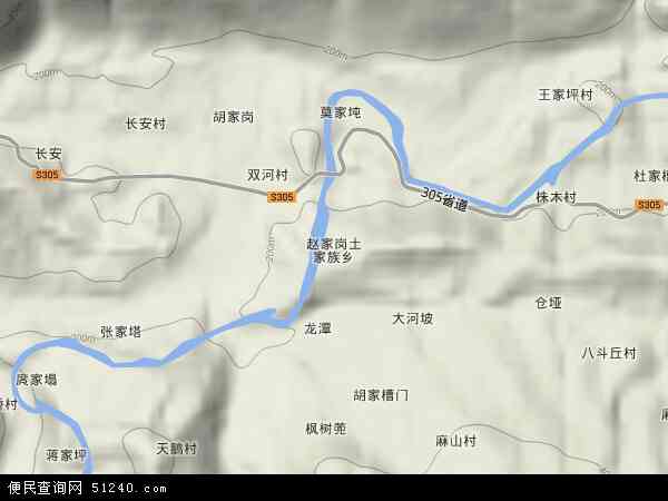 赵家岗土家族乡地形图 - 赵家岗土家族乡地形图高清版 - 2024年赵家岗土家族乡地形图