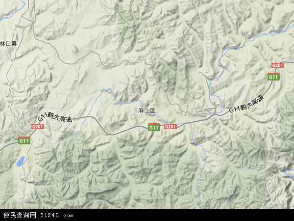 麻山区（镇）直辖地域地形图 - 麻山区（镇）直辖地域地形图高清版 - 2024年麻山区（镇）直辖地域地形图