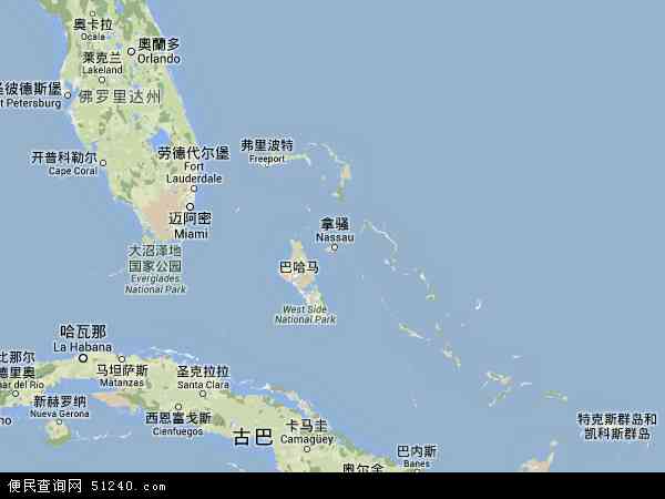巴哈马地形图 - 巴哈马地形图高清版 - 2022年巴哈马地形图