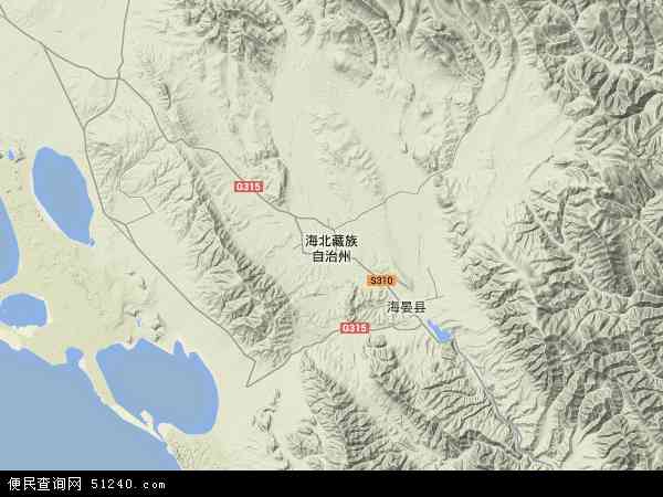海北藏族自治州地形图 - 海北藏族自治州地形图高清版 - 2022年海北藏族自治州地形图