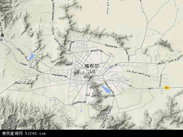 喀布尔卫星地图图片