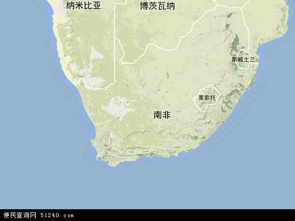 南非地形图 - 南非地形图高清版 - 2022年南非地形图