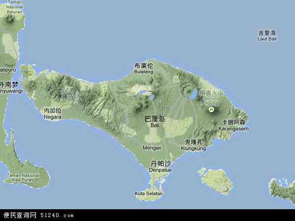 巴厘地形图 - 巴厘地形图高清版 - 2024年巴厘地形图