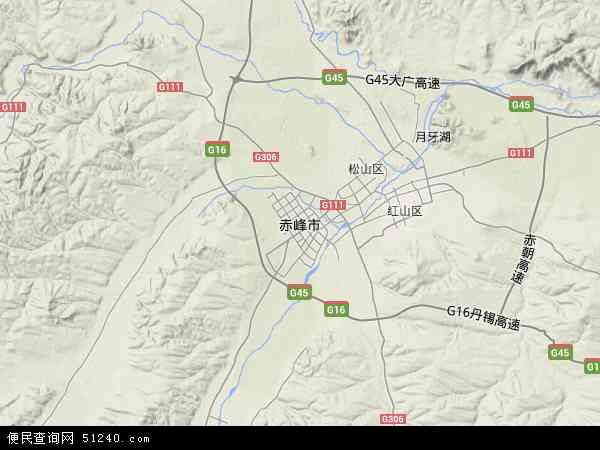 赤峰市高清卫星地图图片